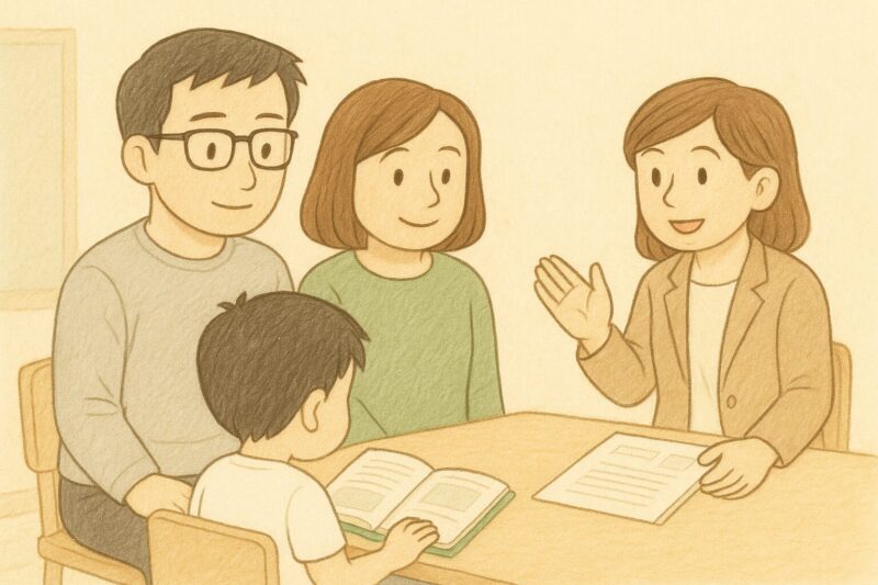 支援級について先生から説明を受けた様子
