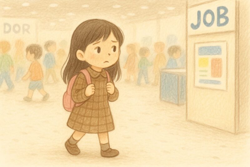 職業体験イベントで、不安そうにウロウロと歩き回る小学校3年生の娘。